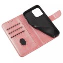 Etui na telefonMagnet Case do iPhone 14 elegancki futerał etui pokrowiec z klapką i funkcją podstawki różowy