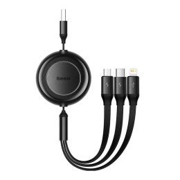 Baseus Bright Mirror 2 3v1 USB kabel, micro USB / Lightning / USB-C, plochý, 3,5 A, 1,1 m (černý)