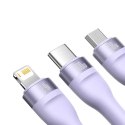 Kabel USB 3w1 Baseus Flash Series, USB-C micro USB Lightning, 100 W, 1,2 m (fioletowy)