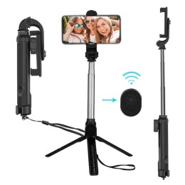 Uchwyt do telefonu Selfie Stick Bluetooth Statyw uchwyt na telefon z pilotem Czarny