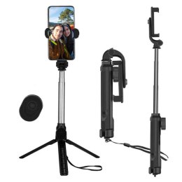 Uchwyt do telefonu Selfie Stick Bluetooth Statyw uchwyt na telefon z pilotem Czarny