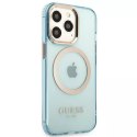Etui Guess GUHMP13XHTCMB pro iPhone 13 Pro Max 6,7" niebieski/modré pevné pouzdro Gold Outline Translucent MagSafe