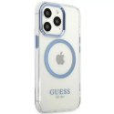 Etui Guess GUHMP13XHTRMB pro iPhone 13 Pro Max 6,7" niebieski/modré pevné pouzdro Metal Outline Magsafe