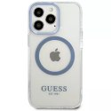 Etui Guess GUHMP13XHTRMB pro iPhone 13 Pro Max 6,7" niebieski/modré pevné pouzdro Metal Outline Magsafe