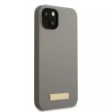 Etui Guess GUHMP13SSPLG pro iPhone 13 mini 5,4" szary/šedé pevné pouzdro silikonové logo Plate MagSafe