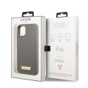 Etui Guess GUHMP13SSPLG pro iPhone 13 mini 5,4" szary/šedé pevné pouzdro silikonové logo Plate MagSafe