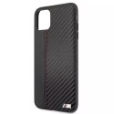 Pevný obal BMW BMHCN65MCARBK pro Apple iPhone 11 Pro Max černo/černý PU Carbon