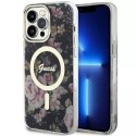 Etui na telefon Guess GUHMP14XHCFWSK do Apple iPhone 14 Pro Max 6,7" czarny/black hardcase Flower MagSafe