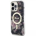 Etui na telefon Guess GUHMP14XHCFWSK do Apple iPhone 14 Pro Max 6,7" czarny/black hardcase Flower MagSafe