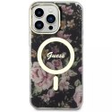 Etui na telefon Guess GUHMP14XHCFWSK do Apple iPhone 14 Pro Max 6,7" czarny/black hardcase Flower MagSafe