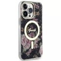 Etui na telefon Guess GUHMP14XHCFWSK do Apple iPhone 14 Pro Max 6,7" czarny/black hardcase Flower MagSafe