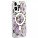 Etui na telefon Guess GUHMP14XHCFWST do Apple iPhone 14 Pro Max 6,7" transparent hardcase Flower MagSafe