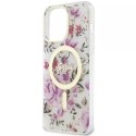 Etui na telefon Guess GUHMP14XHCFWST do Apple iPhone 14 Pro Max 6,7" transparent hardcase Flower MagSafe