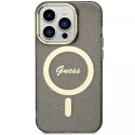 Etui na telefon Guess GUHMP14XHCMCGK do Apple iPhone 14 Pro Max 6,7" czarny/black hardcase Glitter Gold MagSafe