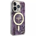 Etui na telefon Guess GUHMP14XHLEOPWP do Apple iPhone 14 Pro Max 6,7" różowy/pink hardcase Leopard MagSafe