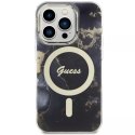 Etui na telefon Guess GUHMP14XHTMRSK do Apple iPhone 14 Pro Max 6,7" czarny/black hardcase Golden Marble MagSafe