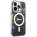 Etui na telefon Guess GUHMP14XHTMRSK do Apple iPhone 14 Pro Max 6,7" czarny/black hardcase Golden Marble MagSafe