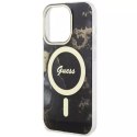 Etui na telefon Guess GUHMP14XHTMRSK do Apple iPhone 14 Pro Max 6,7" czarny/black hardcase Golden Marble MagSafe