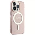 Etui na telefon Guess GUHMP14LHCMCGP do Apple iPhone 14 Pro 6.1" różowy/pink hardcase Glitter Gold MagSafe