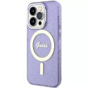 Etui na telefon Guess GUHMP14LHCMCGU do Apple iPhone 14 Pro 6.1" purpurowy/purple hardcase Glitter Gold MagSafe