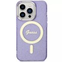 Etui na telefon Guess GUHMP14LHCMCGU do Apple iPhone 14 Pro 6.1" purpurowy/purple hardcase Glitter Gold MagSafe