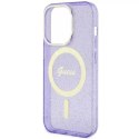 Etui na telefon Guess GUHMP14LHCMCGU do Apple iPhone 14 Pro 6.1" purpurowy/purple hardcase Glitter Gold MagSafe