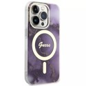 Etui na telefon Guess GUHMP14LHTMRSU do Apple iPhone 14 Pro 6.1" purpurowy/purple hardcase Golden Marble MagSafe