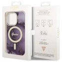 Etui na telefon Guess GUHMP14LHTMRSU do Apple iPhone 14 Pro 6.1" purpurowy/purple hardcase Golden Marble MagSafe