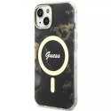 Etui na telefon Guess GUHMP14MHTMRSK do Apple iPhone 14 Plus 6.7" czarny/black hardcase Golden Marble MagSafe