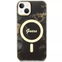 Etui na telefon Guess GUHMP14MHTMRSK do Apple iPhone 14 Plus 6.7" czarny/black hardcase Golden Marble MagSafe