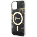 Etui na telefon Guess GUHMP14MHTMRSK do Apple iPhone 14 Plus 6.7" czarny/black hardcase Golden Marble MagSafe