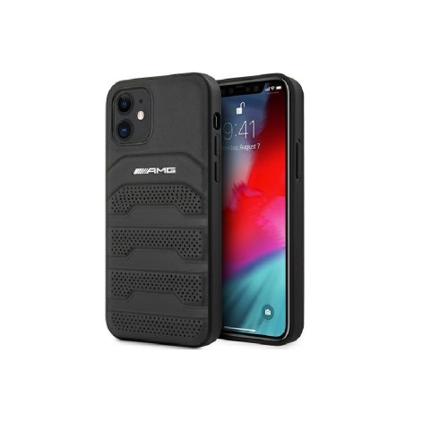 AMG nakładka do iPhone 11 6,1" AMHCN61GSEBK czarna hardcase Leather Debossed Lines