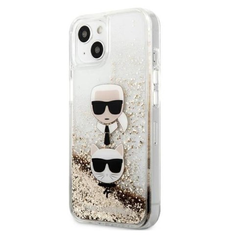 Karl Lagerfeld nakładka do iPhone 13 6,1" KLHCP13MKICGLD hardcase złota Liquid Glitter Karl&Choupette Head