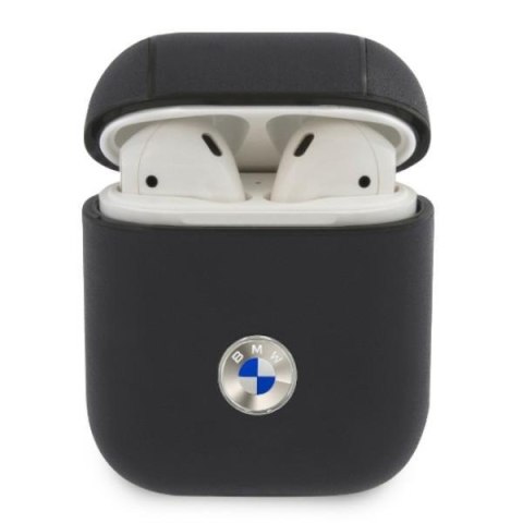 BMW etui do AirPods BMA2SSLNA granatowe Geniune Leather Silver Logo