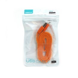 OMEGA CAMELEON FABRIC BRAIDED MICRO USB TO USB FLAT CABLE KABEL 1M ORANGE TE [42326]