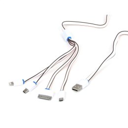 OMEGA HYDRA USB UNIVERSAL CHARGING CABLE KABEL KIT 4 IN 1: MICRO USB + MINI USB + IPHONE4 + LIGHTNING - WHITE & BLACK [42815]