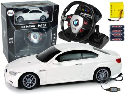 Auto Zdalnie Sterowane BMW M3 Białe 2,4 G Pilot Kierownica 1:18 Dźwięk Światła