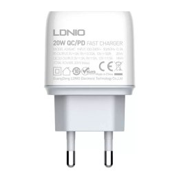 LDNIO A2424C USB nástěnná nabíječka, USB-C 20W kabel USB-C - Lightning