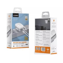 LDNIO A2425C USB nabíječka, USB-C s lampovým MicroUSB kabelem