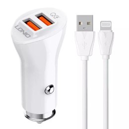 Nabíječka do auta LDNIO C511Q 2USB Lightning kabel