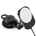 Spigen uchwyt samochodowy z ładowarką ITM35W Onetap Pro 3 Magnetic Magsafe Dashboard Car Mount Wireless Charger black