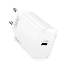 USAMS Ładowarka sieciowa 1x USB-C T39 20W (only head) PD3.0 Fast Charging biały/white CC131TC02 (US-CC131)