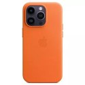 Originální ochranné pouzdro Apple Phone Case MPTM3ZM/A pro Apple iPhone 14 Pro 6,1" oranžové/oranžové kožené pouzdro MagSafe