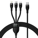 Kabel USB 3w1 Baseus Flash Series 2, USB-C micro USB Lightning, 100W, 1,5m (černý)