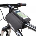 Wozinsky torba rowerowa na ramę + odczepiany pokrowiec na telefon do 6,5" 1,5l czarna (WBB7BK)