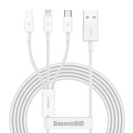 KABEL BASEUS SUPERIOR SERIES 3IN1 3.5A USB DO MICRO/USB-C/LIGHTNING 1.5M WHITE