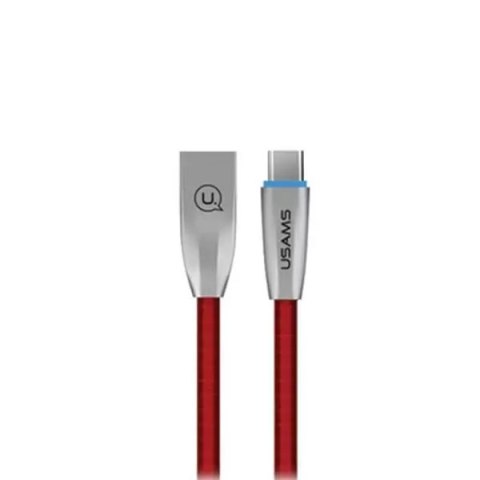 USAMS Kabel pleciony U-Light USB-C 1.2m czerwony