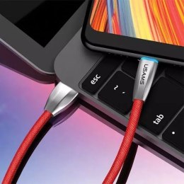 USAMS Kabel pleciony U-Light USB-C 1.2m czerwony