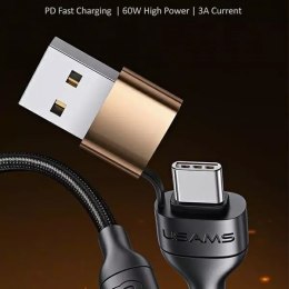 USAMS Kabel pleciony U62 2xUSB-C/USB-A /lightning 1,2m PD Fast Charge czarny