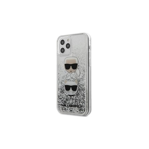 Karl Lagerfeld nakładka do iPhone 12 / 12 Pro 6,1" KLHCP12MKCGLSL srebrny hard case Liquid Glitter Karl & Choupette